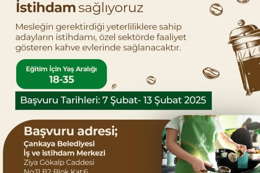 Çankaya Belediyesi'nden İstihdam Garantili Barista Eğitimi