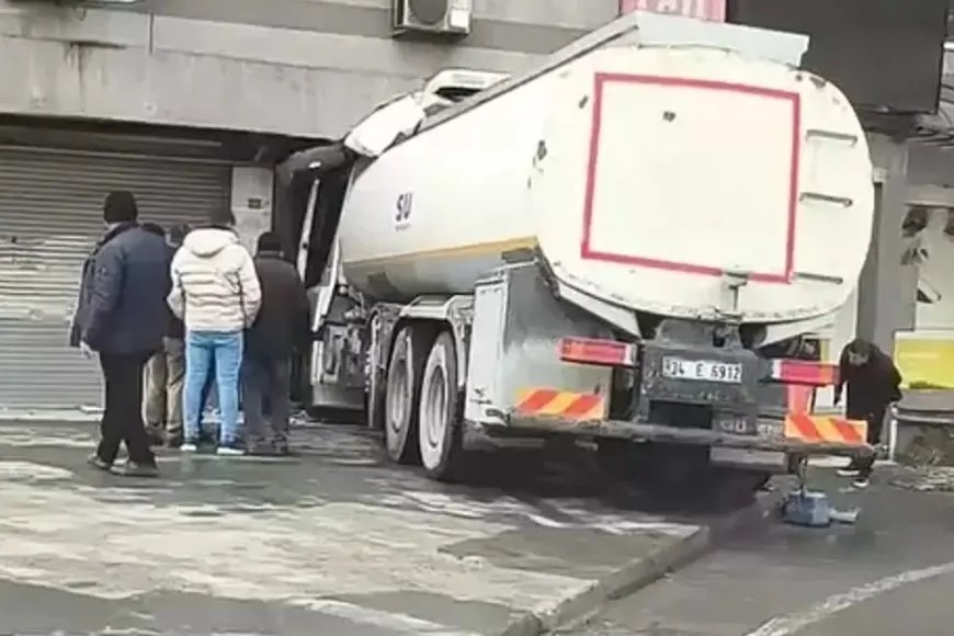 Başakşehir'de su tankeri tıp merkezine girdi: Ekipler olay yerinde