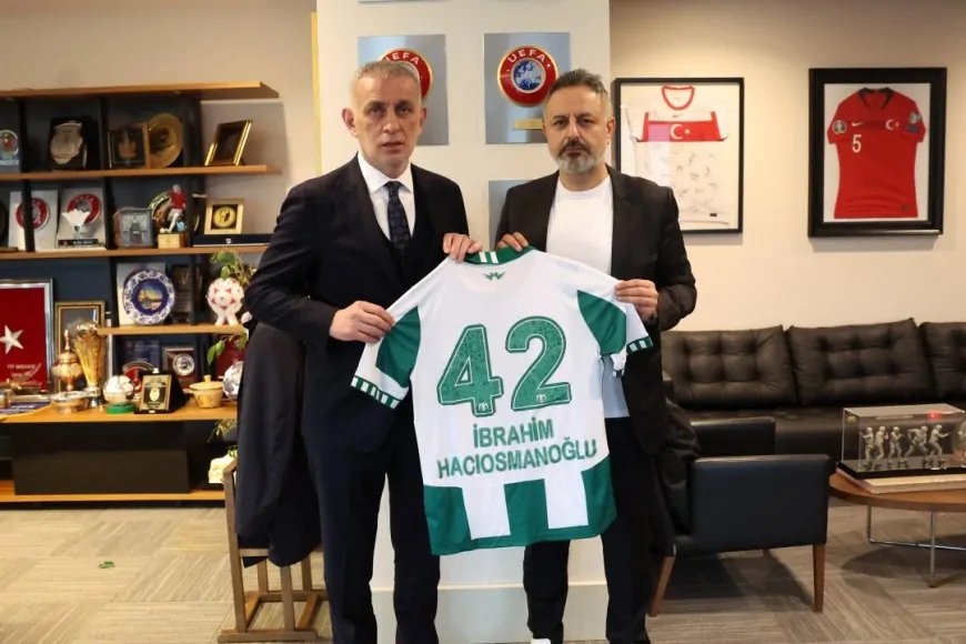 Konyaspor Başkanı Ömer Korkmaz, TFF Başkanı İbrahim Hacıosmanoğlu ile görüştü