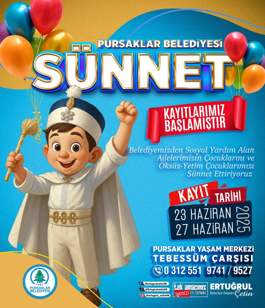 Pursaklar’da sosyal yardım alan ailelerin çocukları için ücretsiz sünnet kayıtları başladı