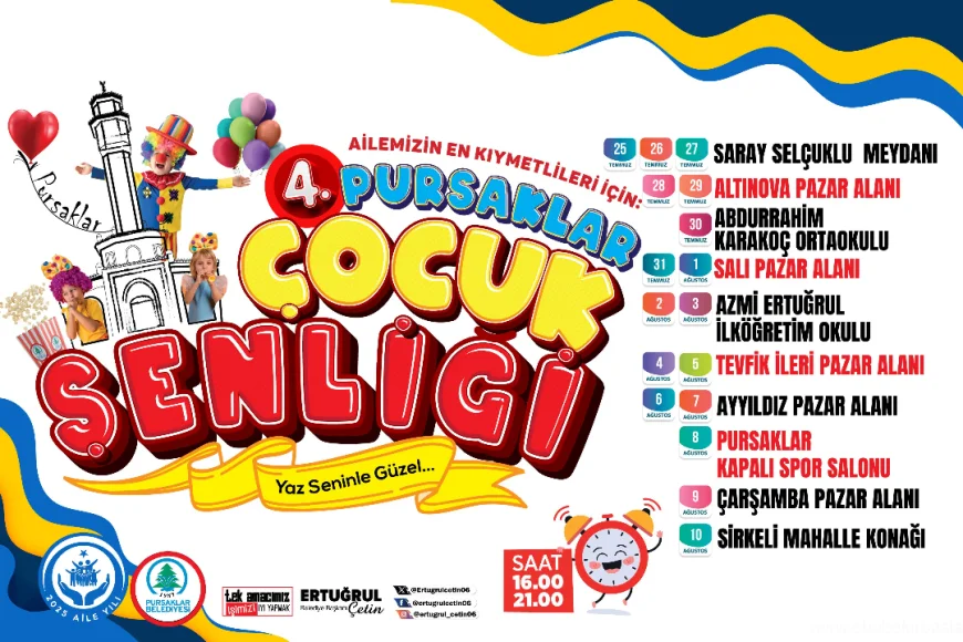The 4th Children's Festival, where thousands of children will participate in Pursaklar, starts on 25 July