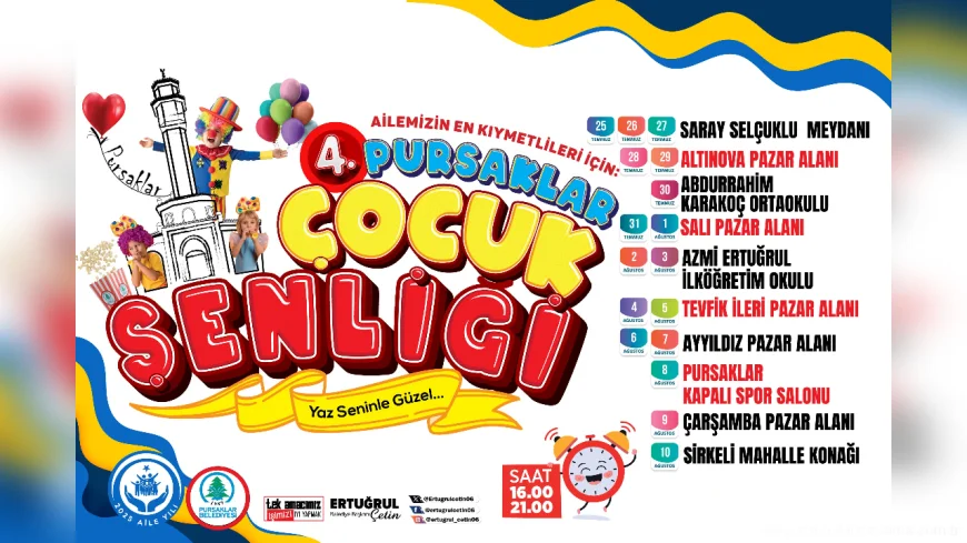 Pursaklar’da binlerce çocuğun katılacağı 4. Çocuk Şenliği 25 Temmuz’da başlıyor