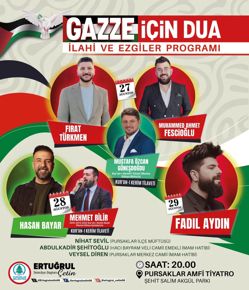 Pursaklar’da Gazze İçin Dua ve İlahilerle Dayanışma Programı Başlıyor